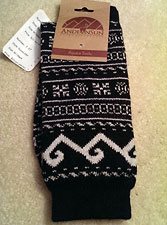 Geometric Patterned Alpaca Crew Socks for Women – Black